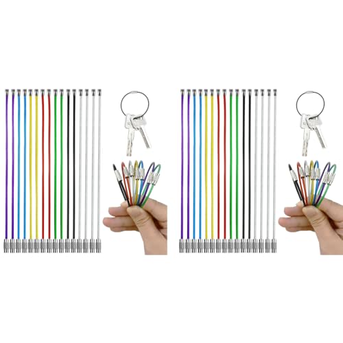 PALAY® 32PCS Stainless Steel Keychain, 1.5mm Coated Wire Keychain Cable Large Key Rings for Luggage Tags, Key Tags, Keyrings, Kitchen Utensils (15cm*1.5mm) PALAY® 32PCS Stainless Steel Keychain, 1.5mm Coated Wire Keychain Cable Large Key Rings for Luggage Tags, Key Tags, Keyrings, Kitchen Utensils (15cm*1.5mm)